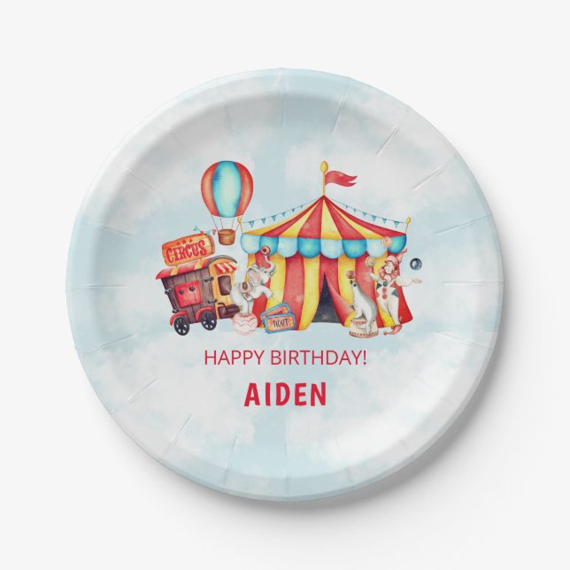 Plato De Papel Carnaval Circo Big Top Cumpleaños (Anverso)