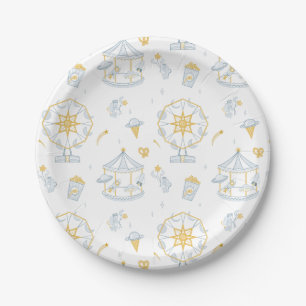 Plato De Papel Carnaval espacial sobre el Baby Shower lunar