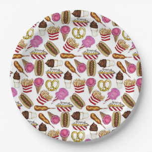 Plato De Papel Carnaval Estatal Feria Alimentos Nachos Algodón