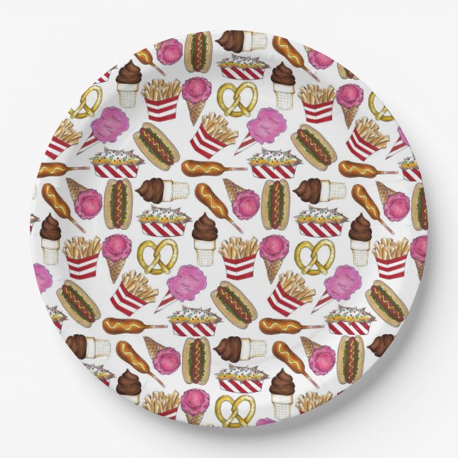 Plato De Papel Carnaval Estatal Feria Alimentos Nachos Algodón (Anverso)