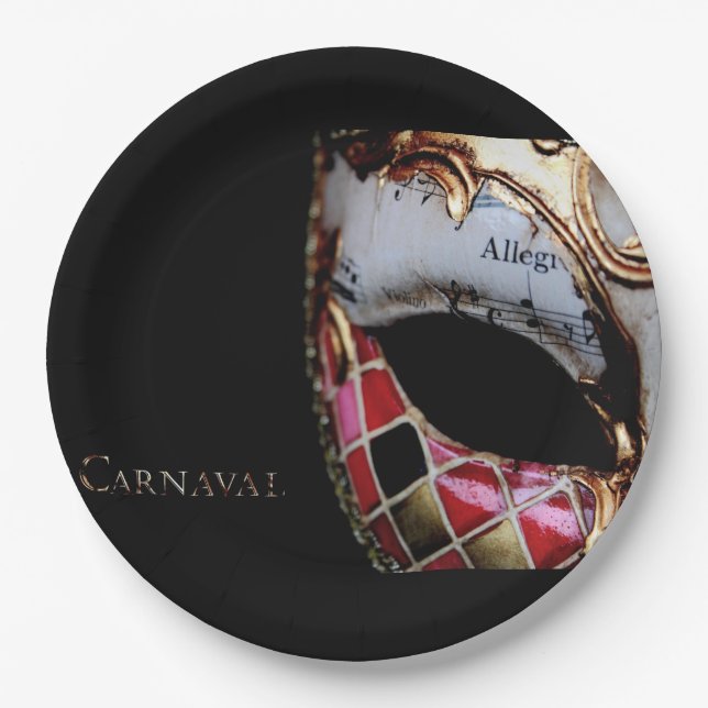 Plato De Papel Carnaval - Italia - Mascara (Anverso)