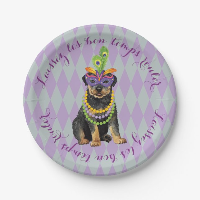 Plato De Papel Carnaval Rottweiler (Anverso)