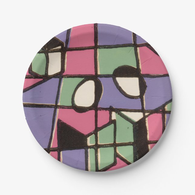 Plato De Papel Carolers Stainglass (Anverso)