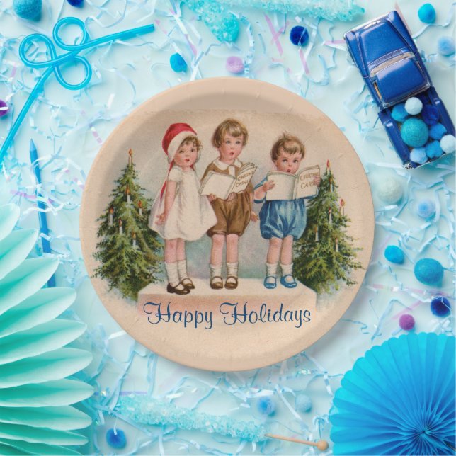 Plato De Papel Caroling Kids Holiday Paper Plates (Fiesta)
