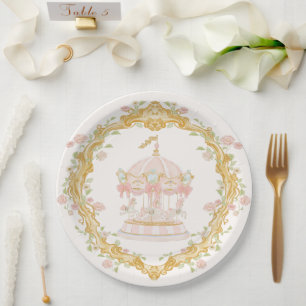 Plato De Papel Carousel Merry-go-round Fiesta