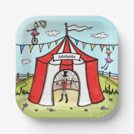 Plato De Papel Carpa de Circo Personalizada