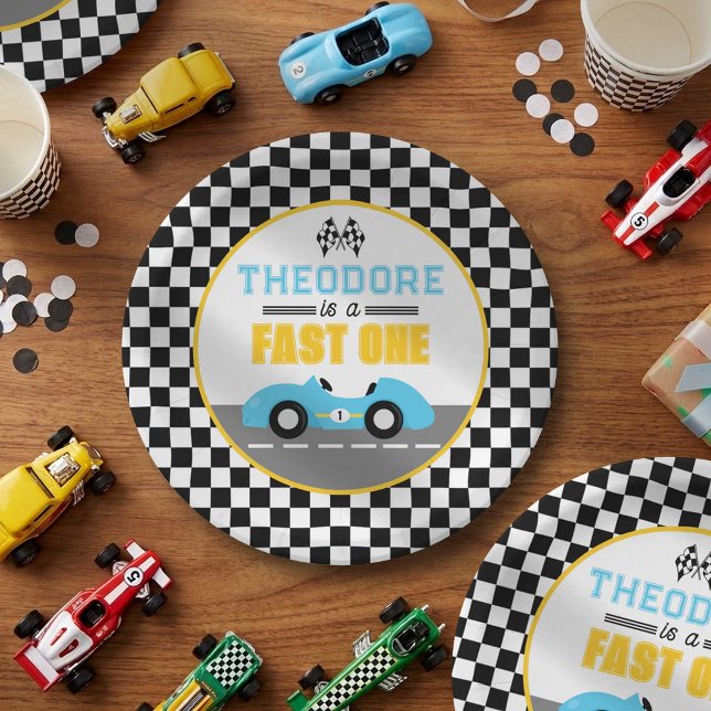 Plato De Papel Carrera de Autos Rápidos Cumpleaños número 1 (Subido por el creador)