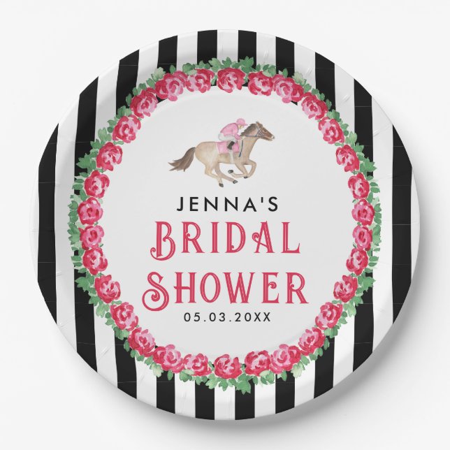Plato De Papel Carrera de caballos Derby Bridal Shower (Anverso)