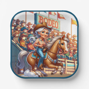 Plato De Papel Carreras de barril de Rodeo Occidental