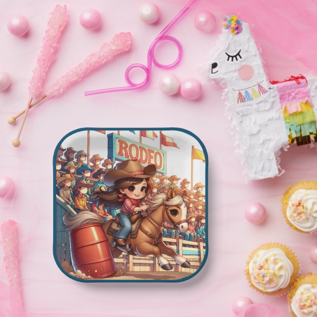 Plato De Papel Carreras de barril de Rodeo Occidental (Fiesta)