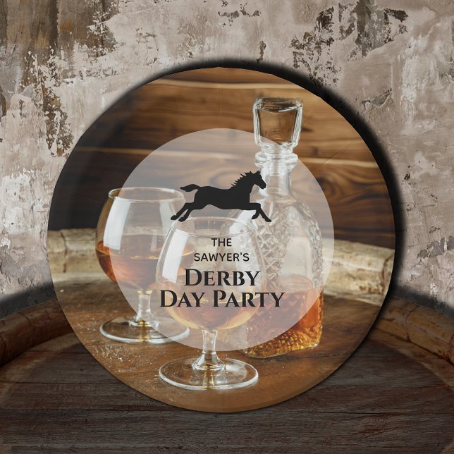 Plato De Papel Carreras Rustic Bourbon Derby Horse (Rustic Bourbon Derby Horse Racing Paper Plates)