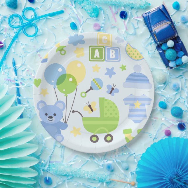 Plato De Papel Carrier bebé - Boy Baby Shower (Fiesta)
