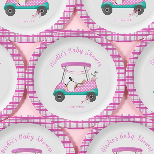 Plato De Papel Carro de golf rosa Suministros para bebés Baby Sho (Subido por el creador)