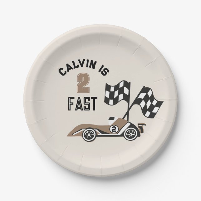 Plato De Papel Carros deportivos para niños de dos cumpleaños ráp (Anverso)