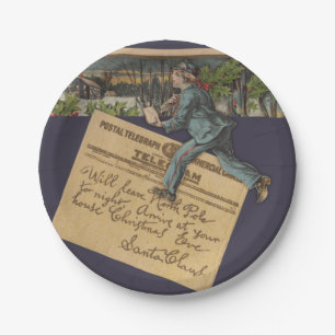 Plato De Papel Carta de Santa Navidades de época