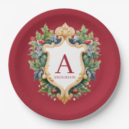 Plato De Papel Carta monográfica de Navidades elegantes