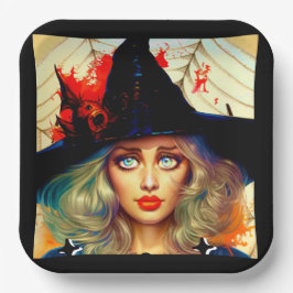 Plato De Papel Cartas de Halloween retro divertidas