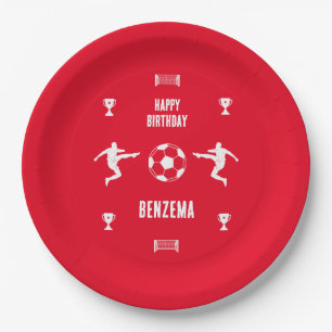 Plato De Papel Cartel de cumpleaños del fútbol de fútbol