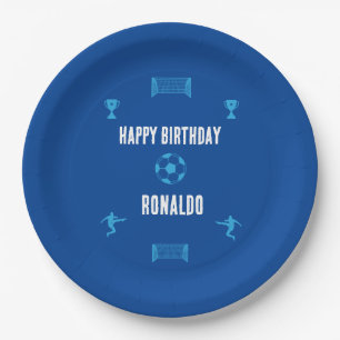 Plato De Papel Cartel de cumpleaños del fútbol de fútbol