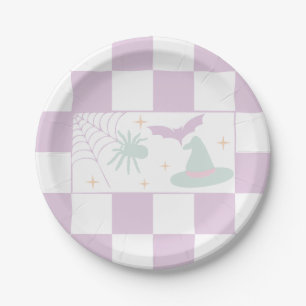 Plato De Papel Cartel de la temporada de halloween Purple Spooky