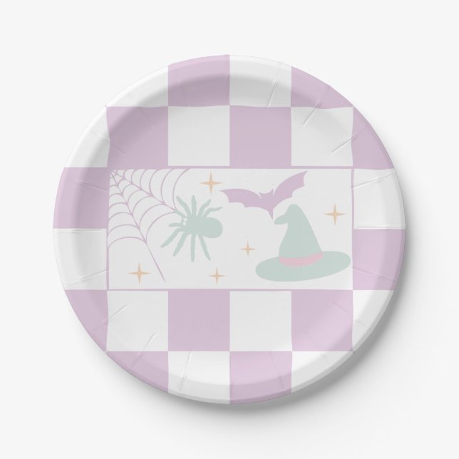 Plato De Papel Cartel de la temporada de halloween Purple Spooky  (Anverso)