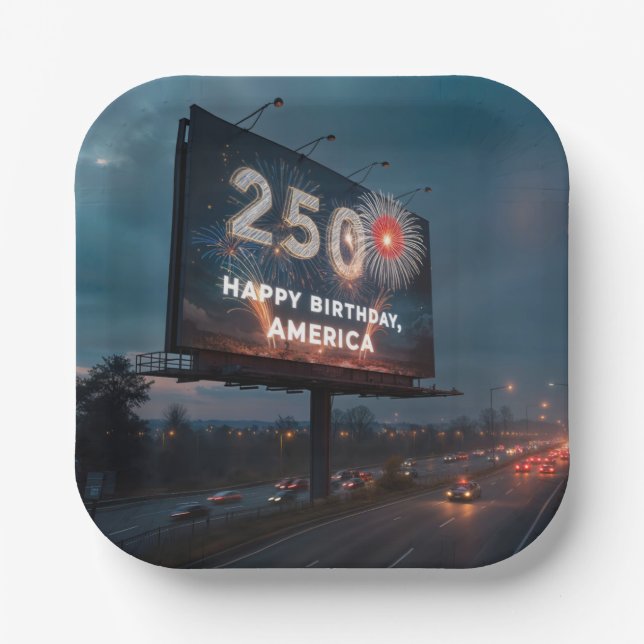 Plato De Papel Cartel del 250 aniversario de la fiesta de los Est (Anverso)