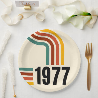 Plato De Papel Cartel Retro Vintage 1977 Cumpleaños 50