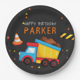 Plato De Papel Cartón de cumpleaños de construcción