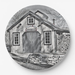 Plato De Papel Casa De Azúcar De Maple En Parmelee Farm