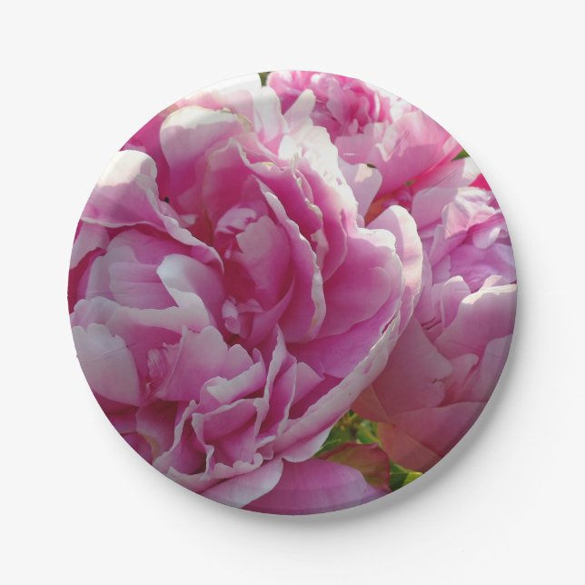 Plato De Papel Casa de campo de campo con flores de Pink Peony (Anverso)