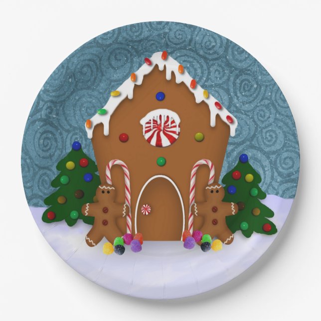 Plato De Papel Casa de Gingerbread (Anverso)