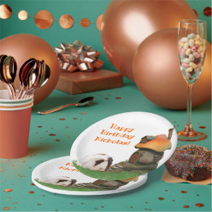 Plato De Papel Casa de hongos de cerdo de Guinea para niños feliz