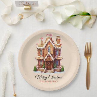 Plato De Papel casa de jengibre para navidades