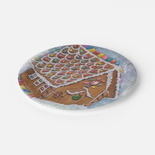 Plato De Papel Casa de pan de jengibre del navidad