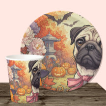 Casa de Pug Dog & Halloween, otoño, Art Nuovo