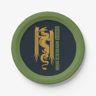 Plato De Papel Casa del Dragón Oro y Año Nuevo Verde 恭 喜 發 財