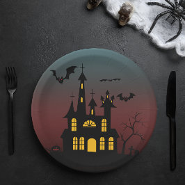 Plato De Papel Casa Embrujada de Halloween