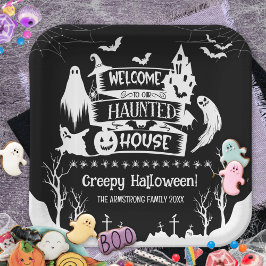 Plato De Papel Casa embrujada Halloween familiar