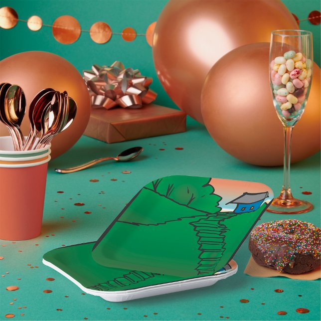 Plato De Papel Casa En Una Colina Verde (Subido por el creador)