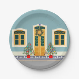 Plato De Papel Casa festiva portuguesa de navidades