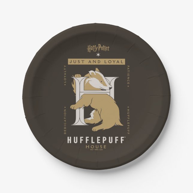 Plato De Papel Casa HuFFLEPUFF™ Justa Y Leal (Anverso)