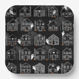 Plato De Papel Casas embrujadas de Halloween
