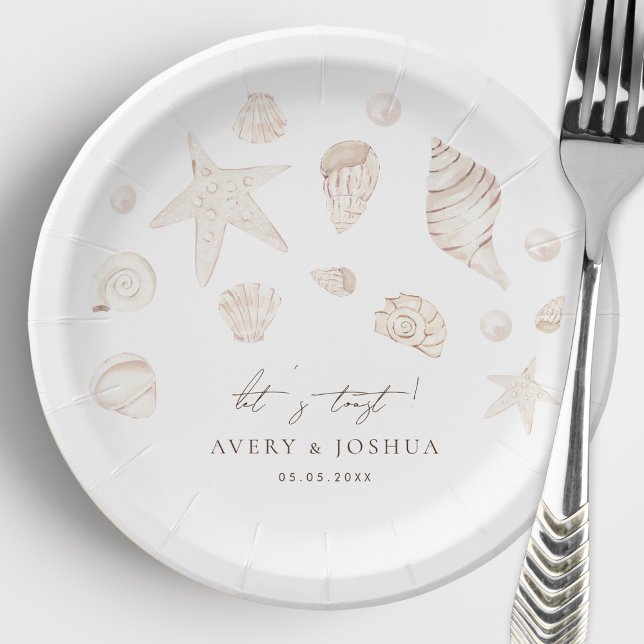 Plato De Papel Casas marinas y Boda costero de Perlas (Subido por el creador)