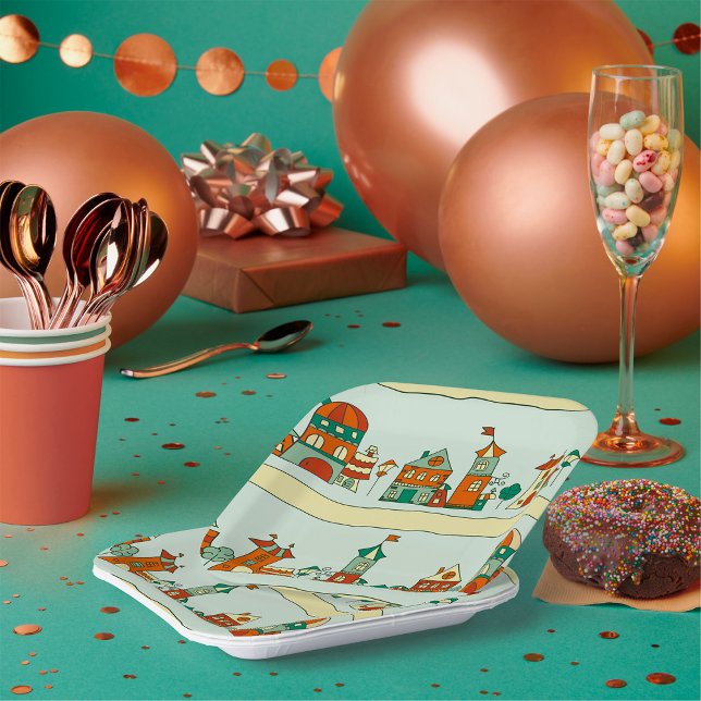 Plato De Papel Casas Wonky (Subido por el creador)