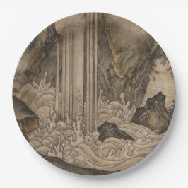 Plato De Papel Cascada (arte paisajístico japonés) (Kano Motonobu