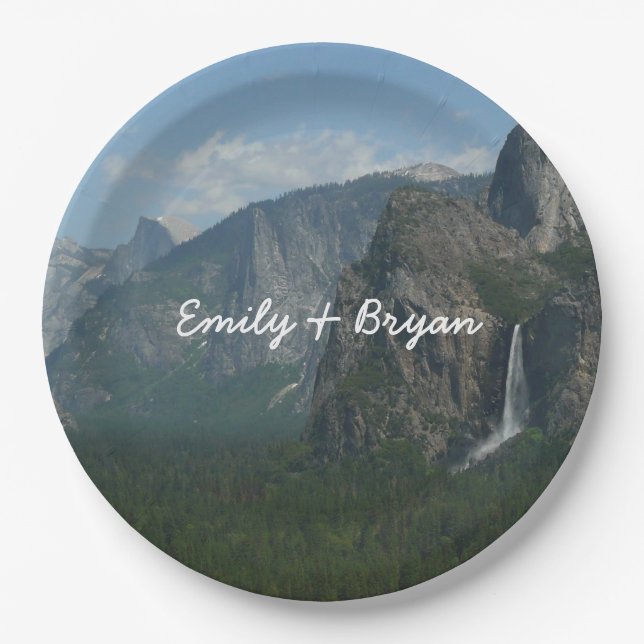 Plato De Papel Cascada Bridalveil y Half Dome en Yosemite (Anverso)