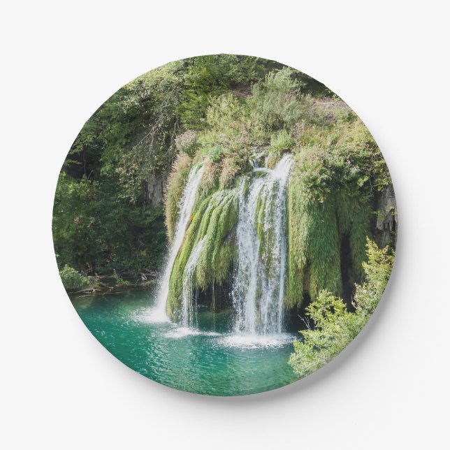Plato De Papel Cascadas en el Parque Nacional Plitvice - Croacia (Anverso)