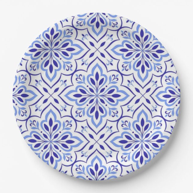 Plato De Papel Cascais Elegance Delicate Blue Mediterranean (Anverso)