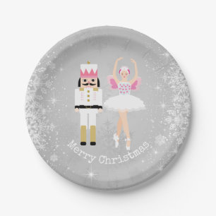 Plato De Papel Cascanueces, bailarina, navidad de los copos de