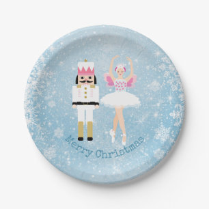 Plato De Papel Cascanueces, bailarina, navidad de los copos de